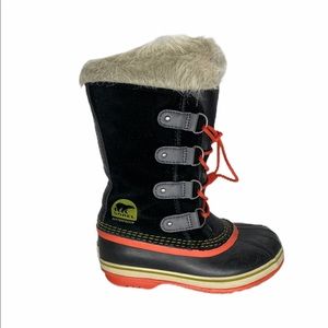 Sorel Caribou Black and Neon Pink 3 Big Girls
